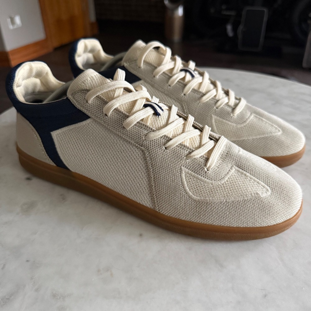 Rothy's RS01 Knit Lace Up Sneaker Bone Navy Men's - Size 12.5